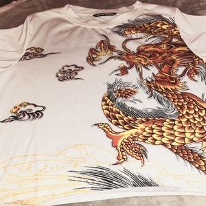 Shein brand,Size S,white,red,gold dragon tshirt
